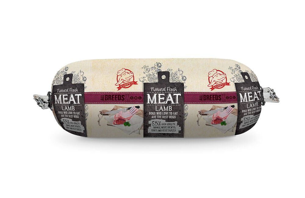 Natural Fresh Meat Worst - Hondenvoer - 600 Gram - rijst, lam