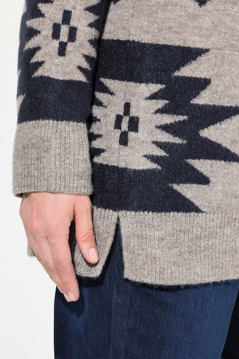 Pullover, grafisches Muster, Rollkragen, Langarm