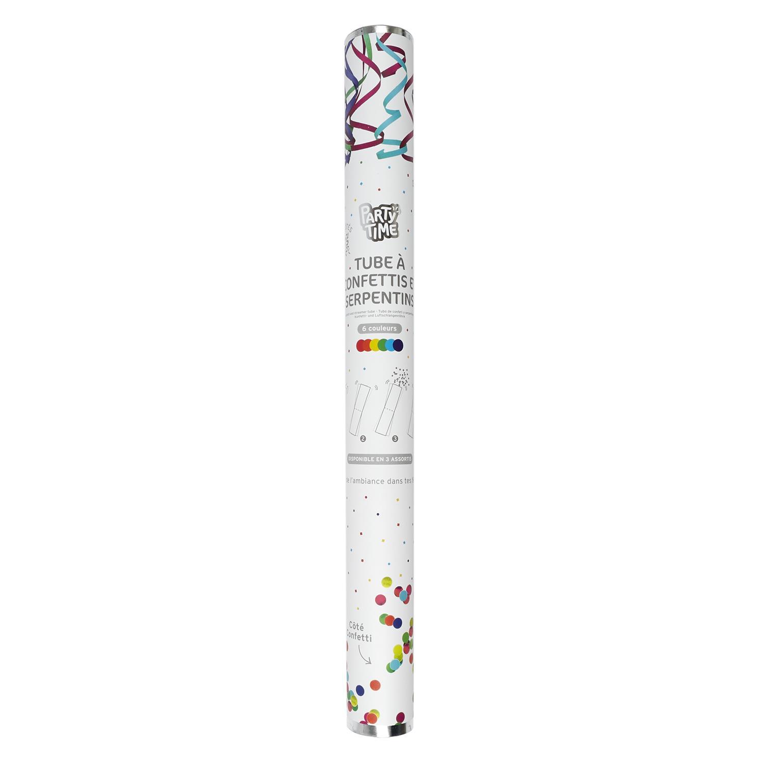 TUBE A CONFETTIS ET SERPENTINS 50CM