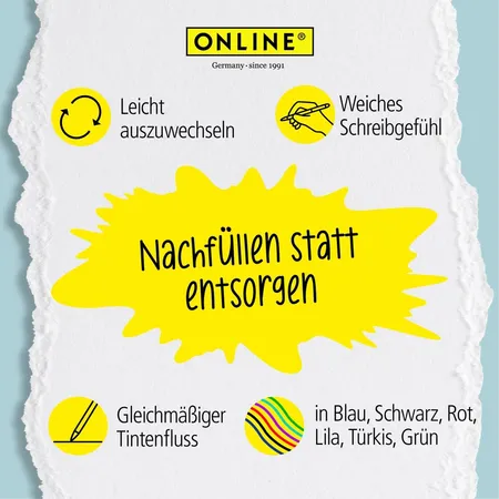 ONLINE Radierbare Ersatzminen für ONLINE magiXX Gelschreiber - 0,7 mm türkis