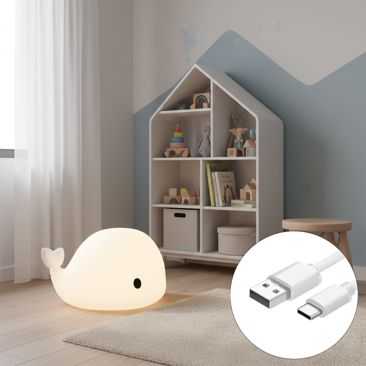QAZQA Tafellamp wit 50cm incl. LED dimbaar IP54 oplaadbaar - Baby