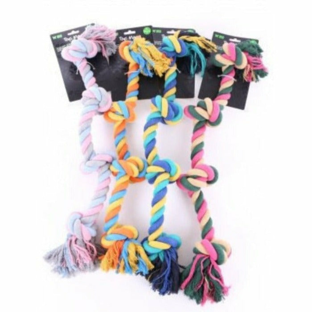 Lot de 4 cordes 4 nœuds pour chiens coloris suivant disponibilité