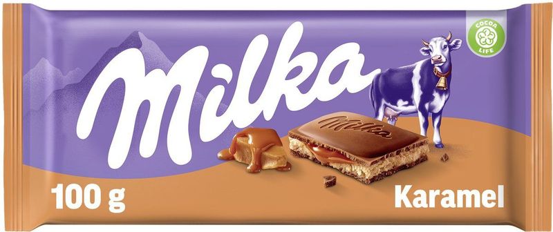 Milka - Chocolade Reep Karamel - Doos 23 x 100g - Chocoladerepen