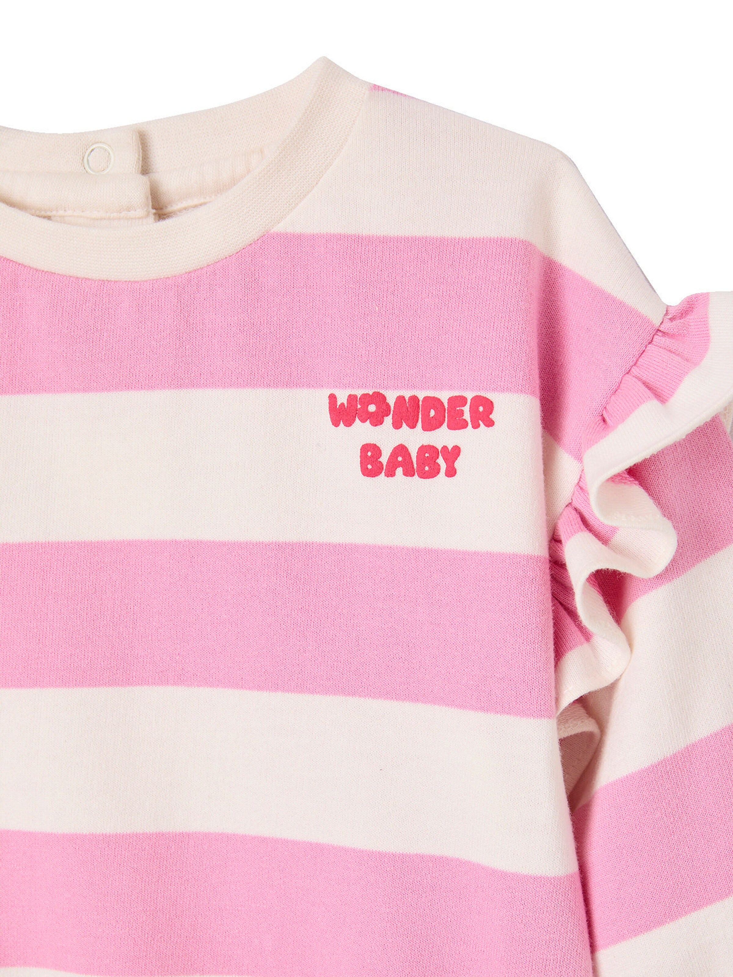 Vertbaudet Mädchen Baby Sweatshirt mit Schriftzug und Recycling-Polyester bonbon rosa