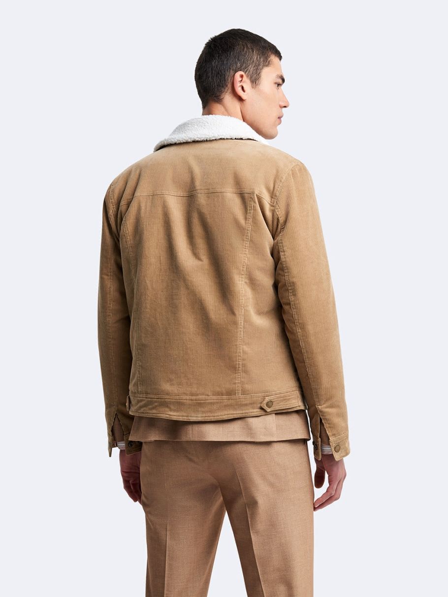 Blouson en velours côtelé col sherpa