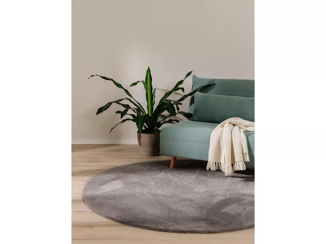 Tapis en fausse fourrure Furry Gris ø 80 cm rond