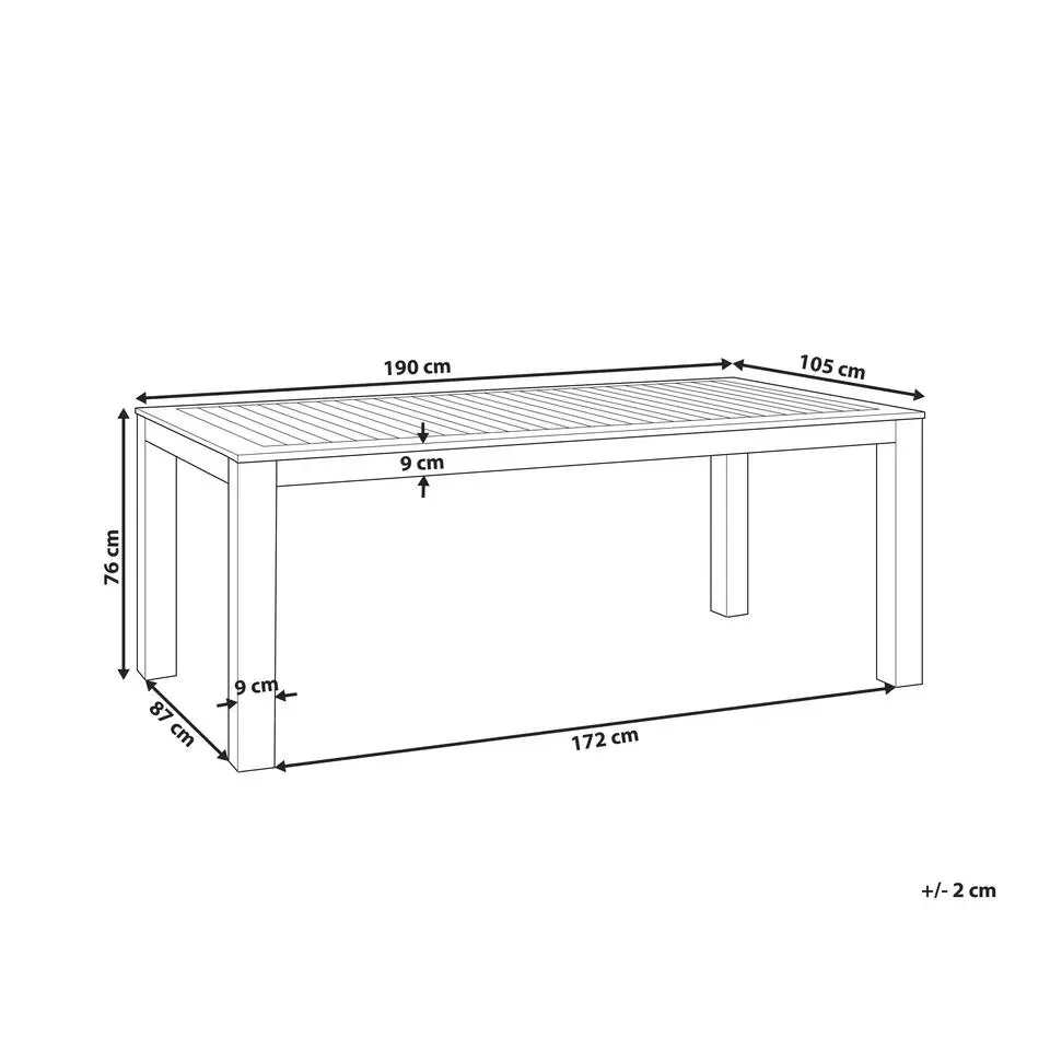 MONSANO - Tuintafel - Lichthout - 105 x 190 cm - Eucalyptushout