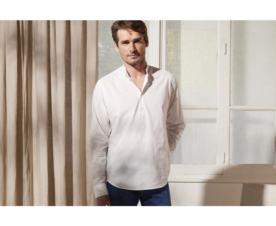 Chemise tunique coton lin blanche - VALBERT
