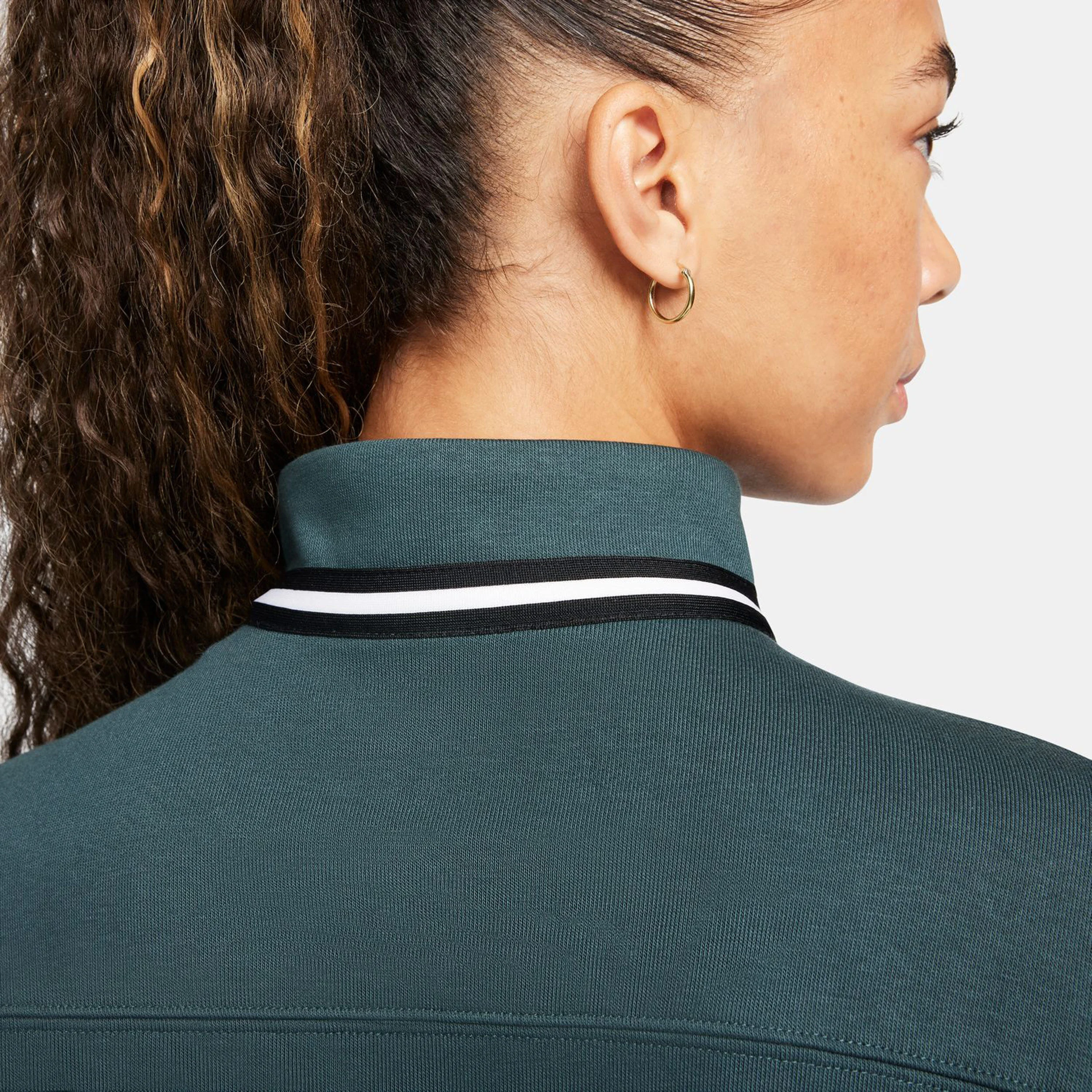 Nike Dri-Fit Court Heritage Half-Zip Fleece Haut Manches Longues Femmes - Vert