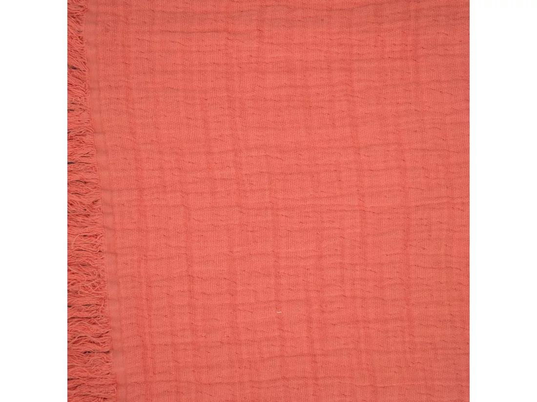 Dessus de lit 180x250 cm BREHAT 100% gaze de coton orange corail