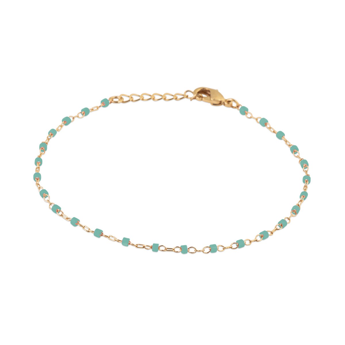 Bracelet Brillaxis plaqué or perles Miyuki turquoise