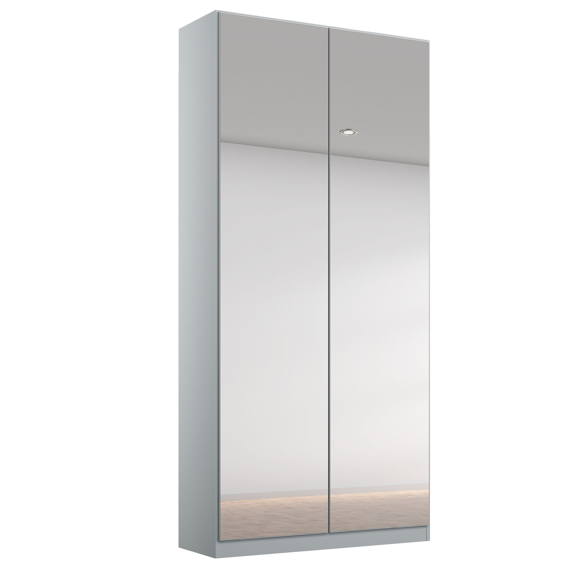 Drehtürenschrank - seidengrau - 2 Kristallglasspiegel - 2-türig - 91x229 cm