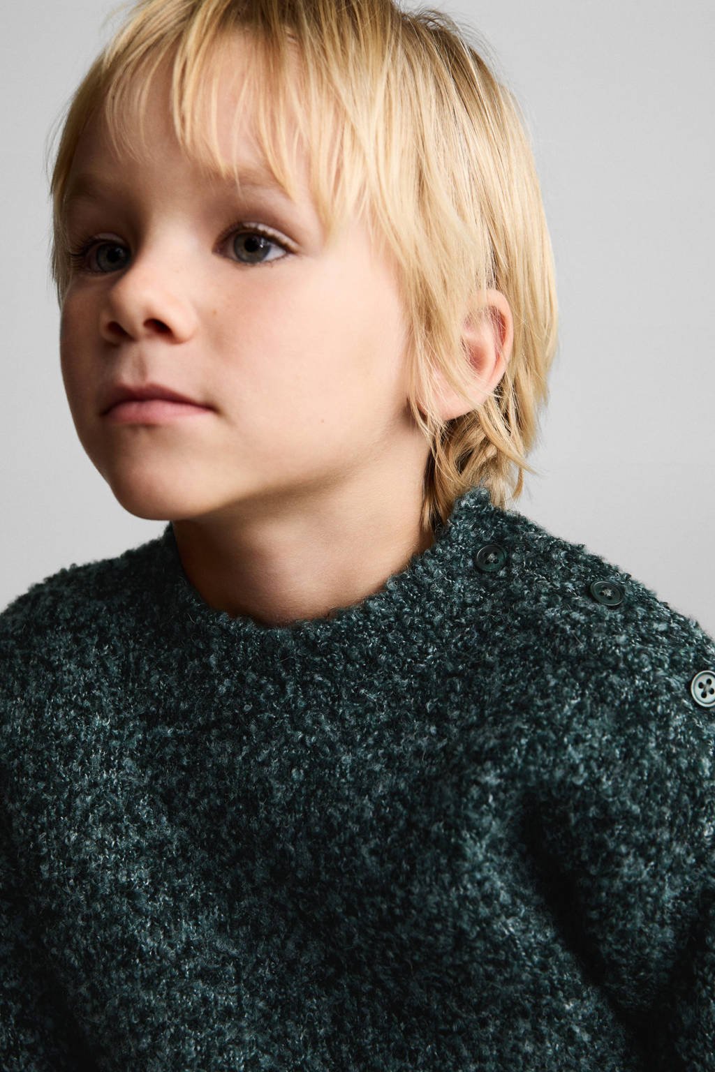 Mango Kids trui donkergroen grof gebreid