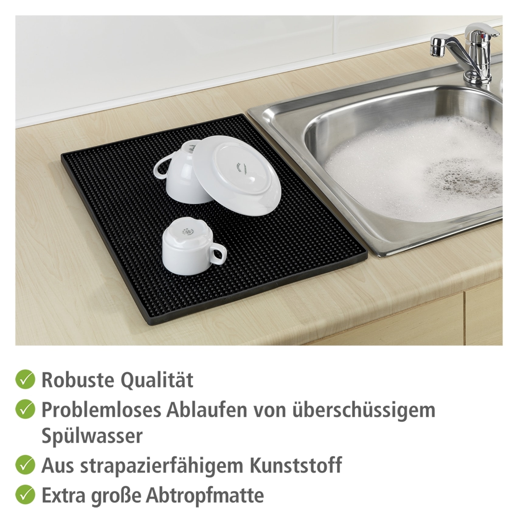 WENKO Geschirrständer »Modell Maxi« Abtropfmatte für Geschirr mit Noppenstruktur, extra gross