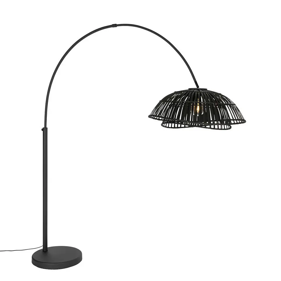Qazqa booglampen pua zwart e27