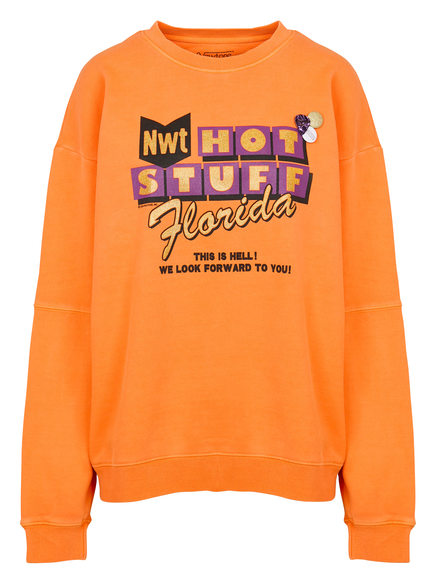 ROLLER STUFF - Sweat ample col rond sérigraphié en coton mélangé | Orange
