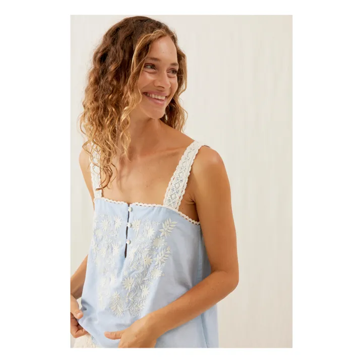 Louise Misha Top Paradine Coton Bio - Collection Femme | Bleu ciel