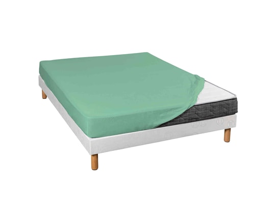TERRE DE NUIT - Drap housse jersey vert jade bonnet 30 cm 160x190
