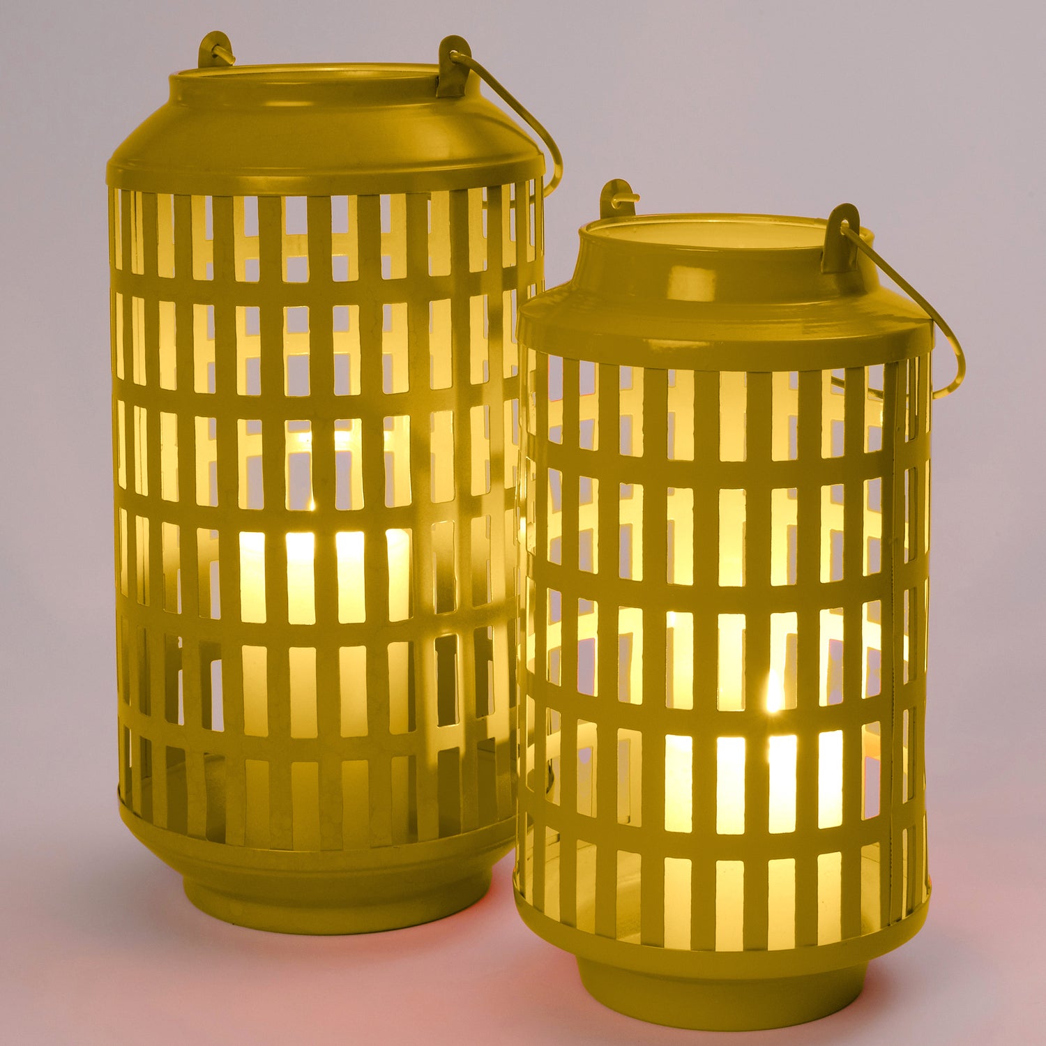 Intratuin windlicht Isa geel D 14 H 28 cm