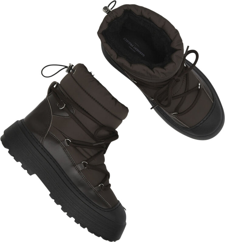 Garment Project Milo Snow Boot - Brown Nylon / Leather Brown