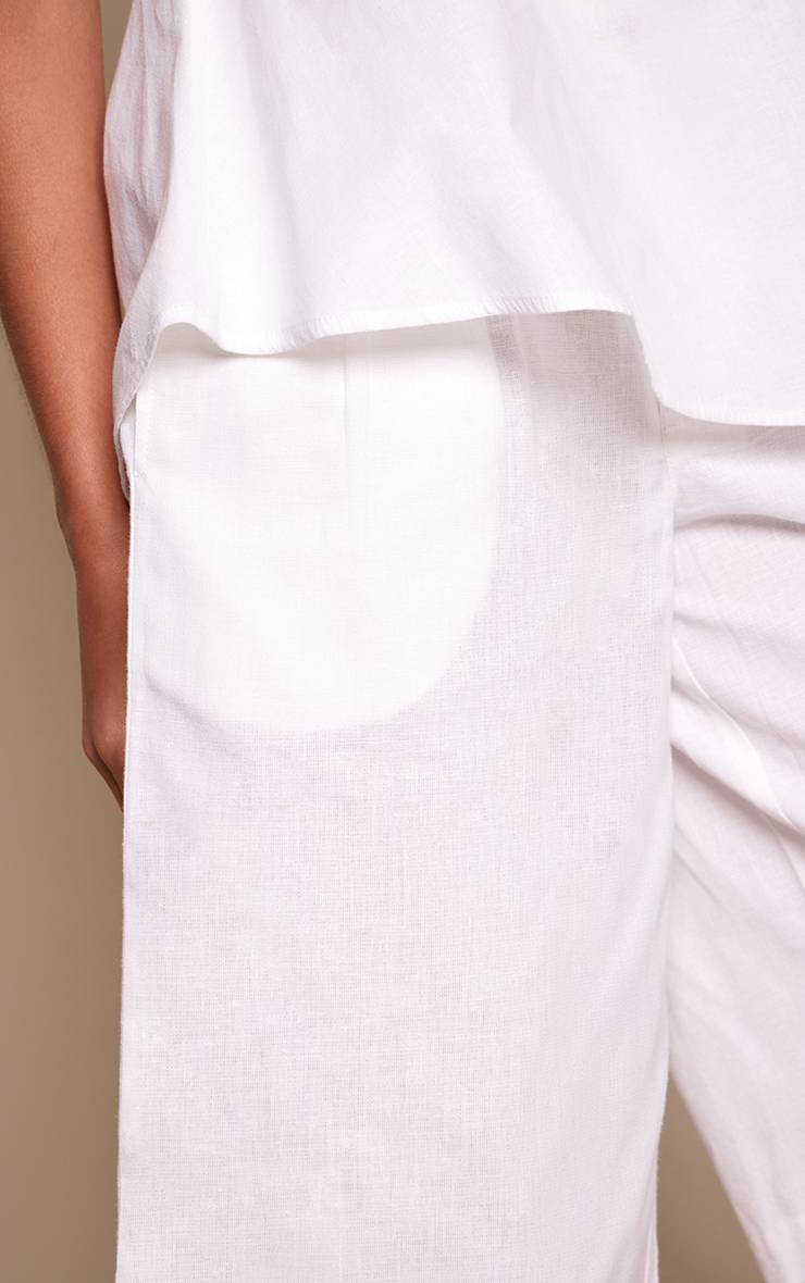 Blanc Short Long Tailleur En Lin À Plis