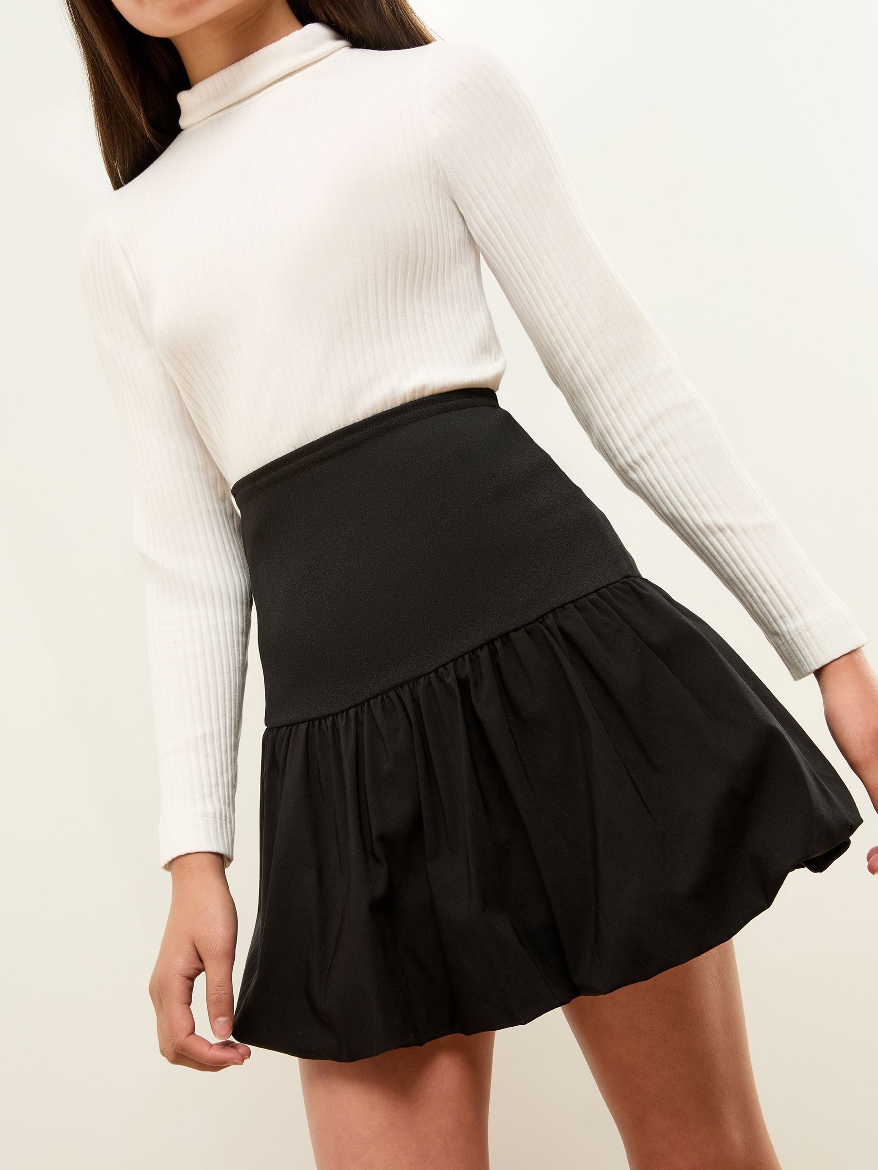 Lipsy Rib Poplin Puffball Rok (5-16jr)