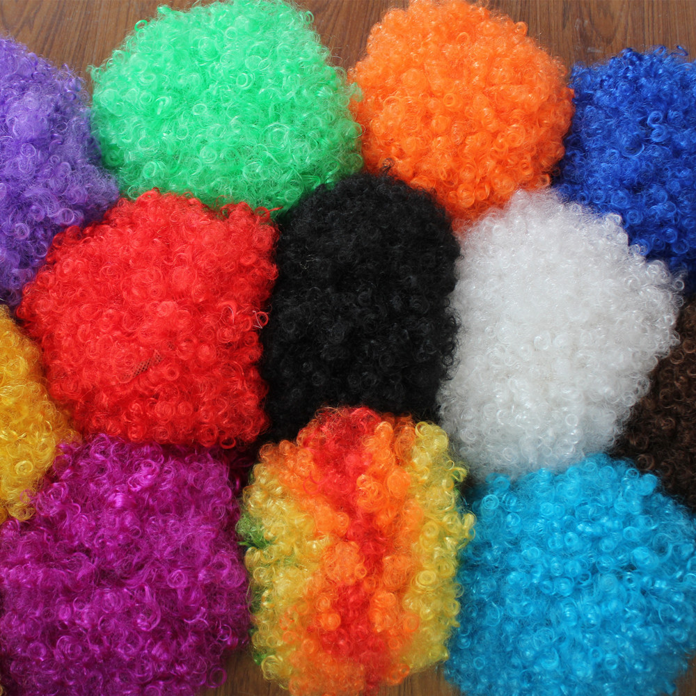 Afro Perücke mit Locken Fasnacht Kostüm Zubehör Motto Party / Halloween Accessoire - Lila