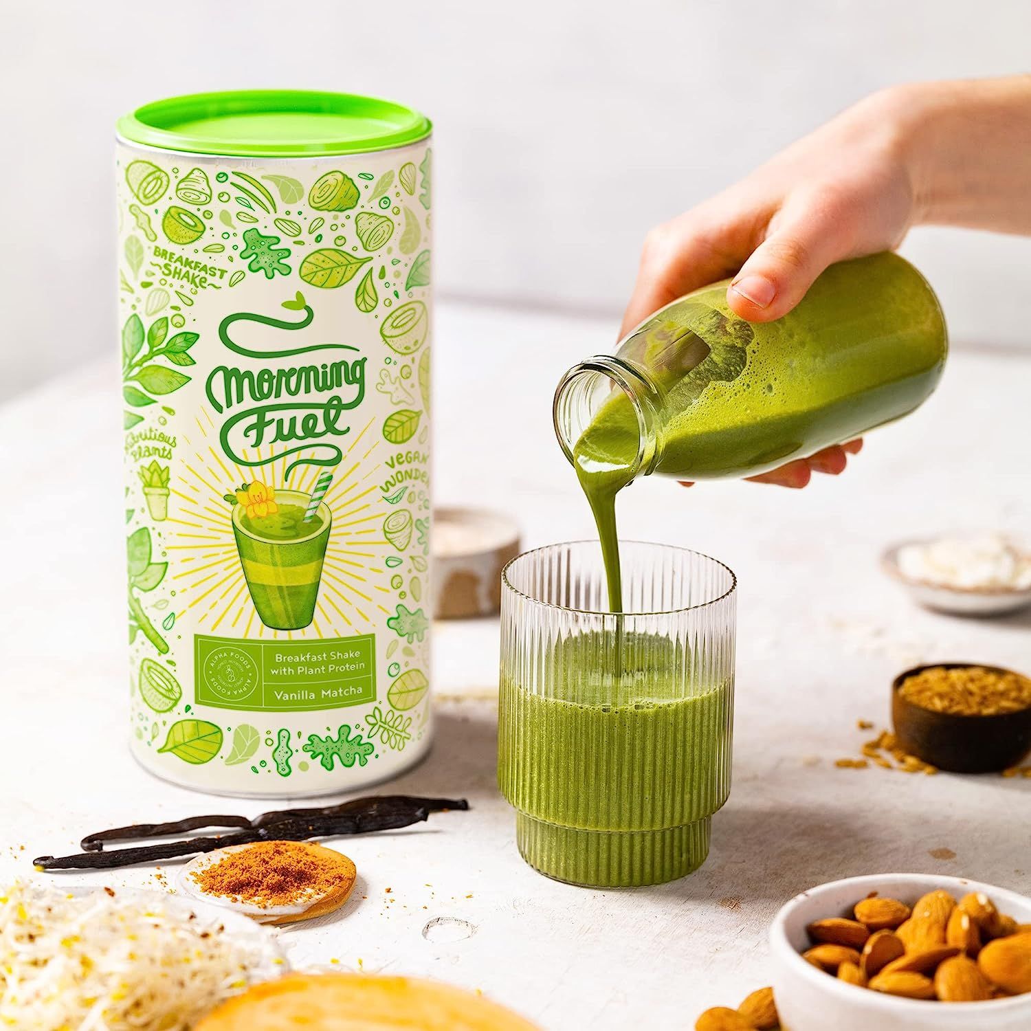 Morning Fuel Vanille Matcha Shake - Morgens Satt & Gesund, Vitamin- und Nährstoffreichen