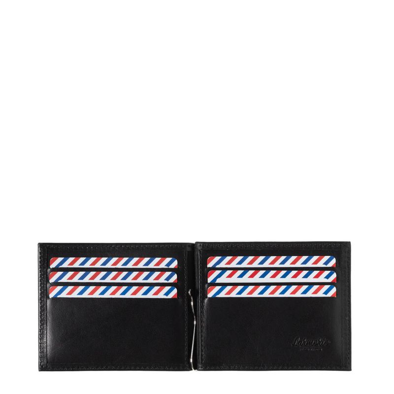 Portefeuille italien Hector avec pince à billets en cuir lisse Noir c'est noir