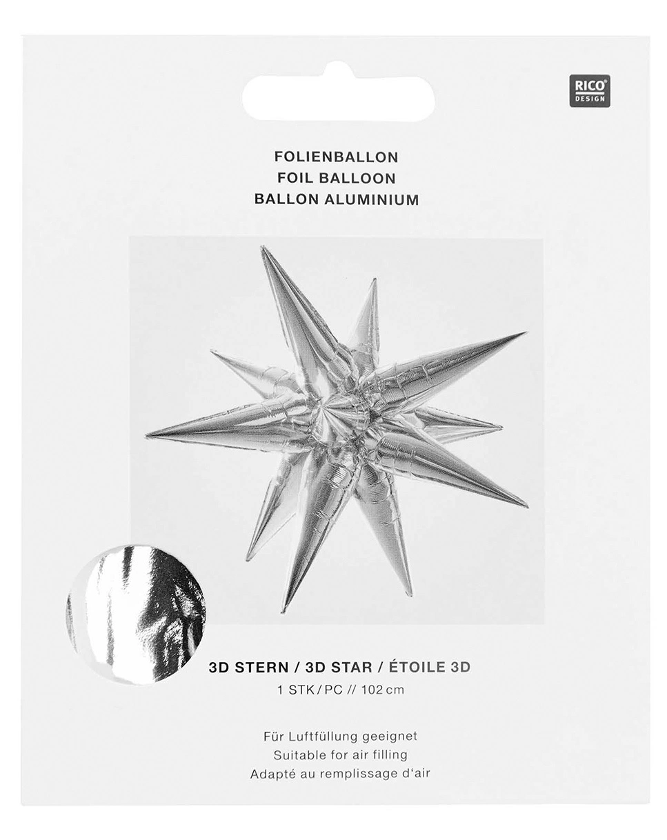 Folienballon 3D STERN GROSS in silber
