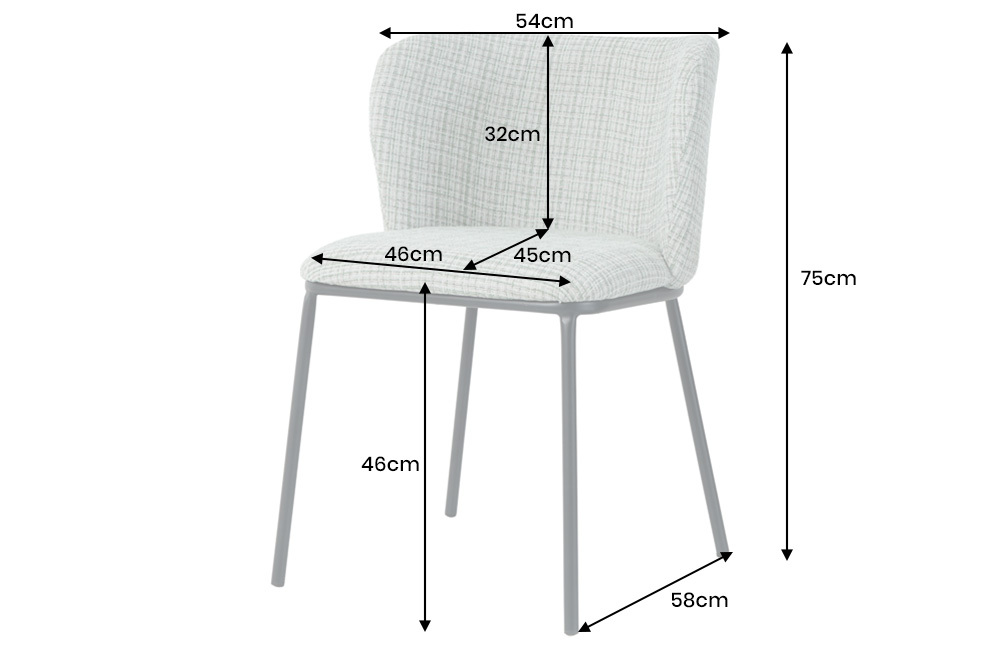 Design Stuhl LYON grün-rosa kariert Bouclé schwarze Metallbeine