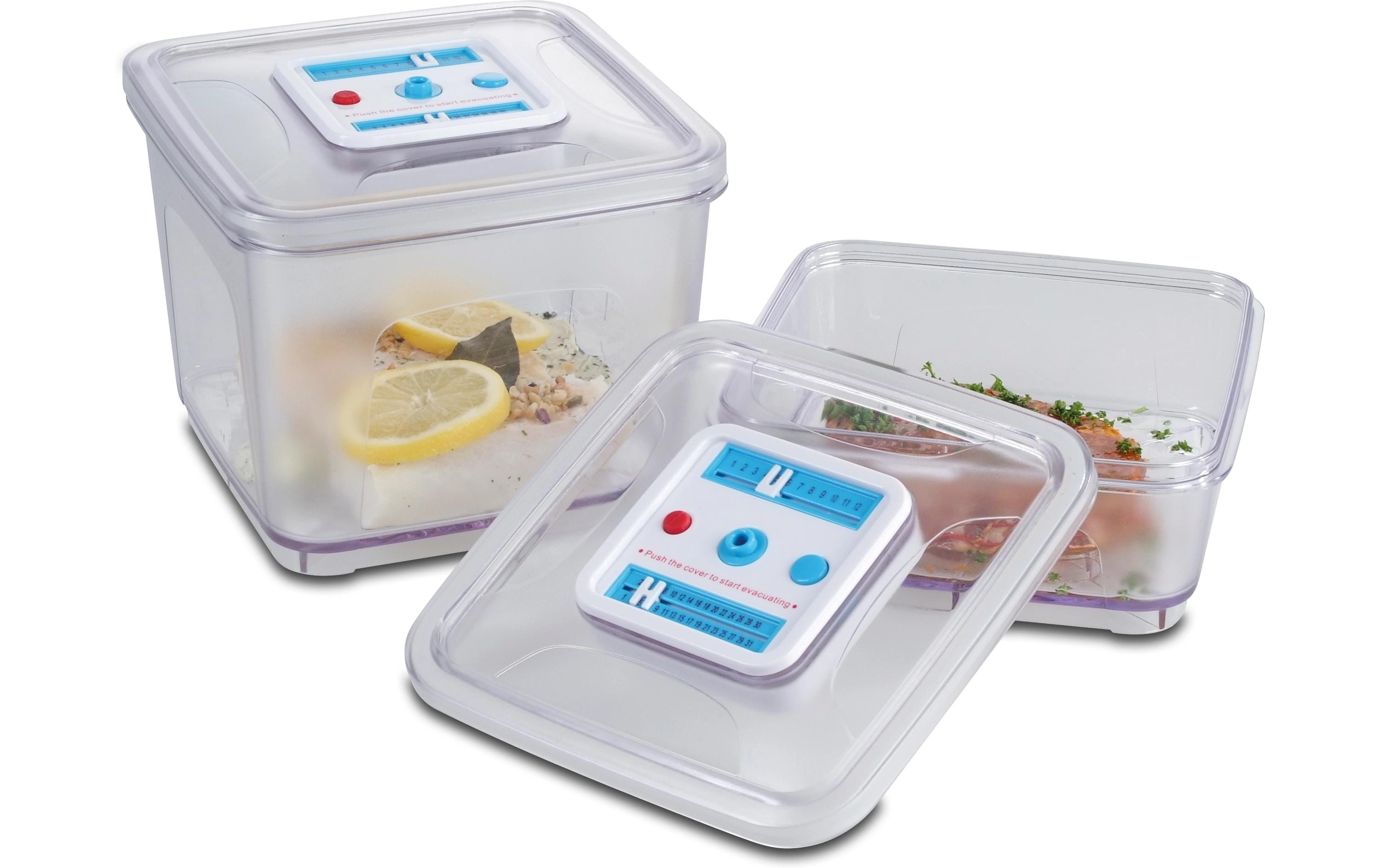 Vakuumier-Behälter Set à 2 StückZweier Set quadratischer Vakuumierbehälter für Lebensmittelaufbewahrung