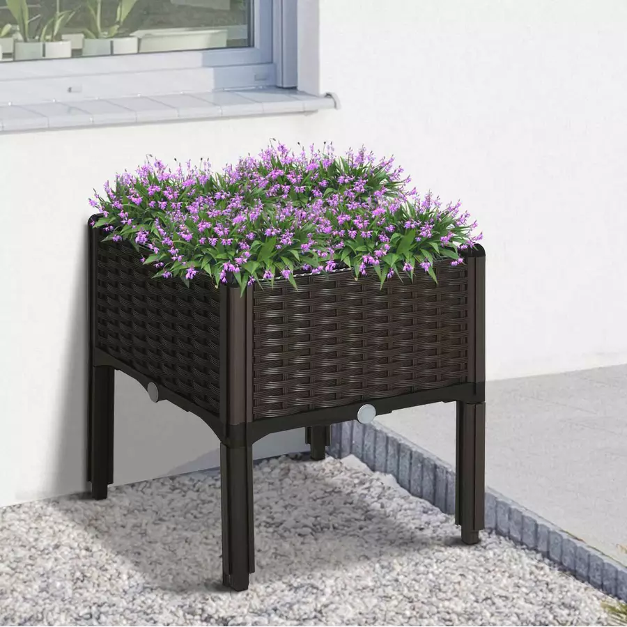Outsunny Hochbeet in Rattan-Optik dunkelbraun
