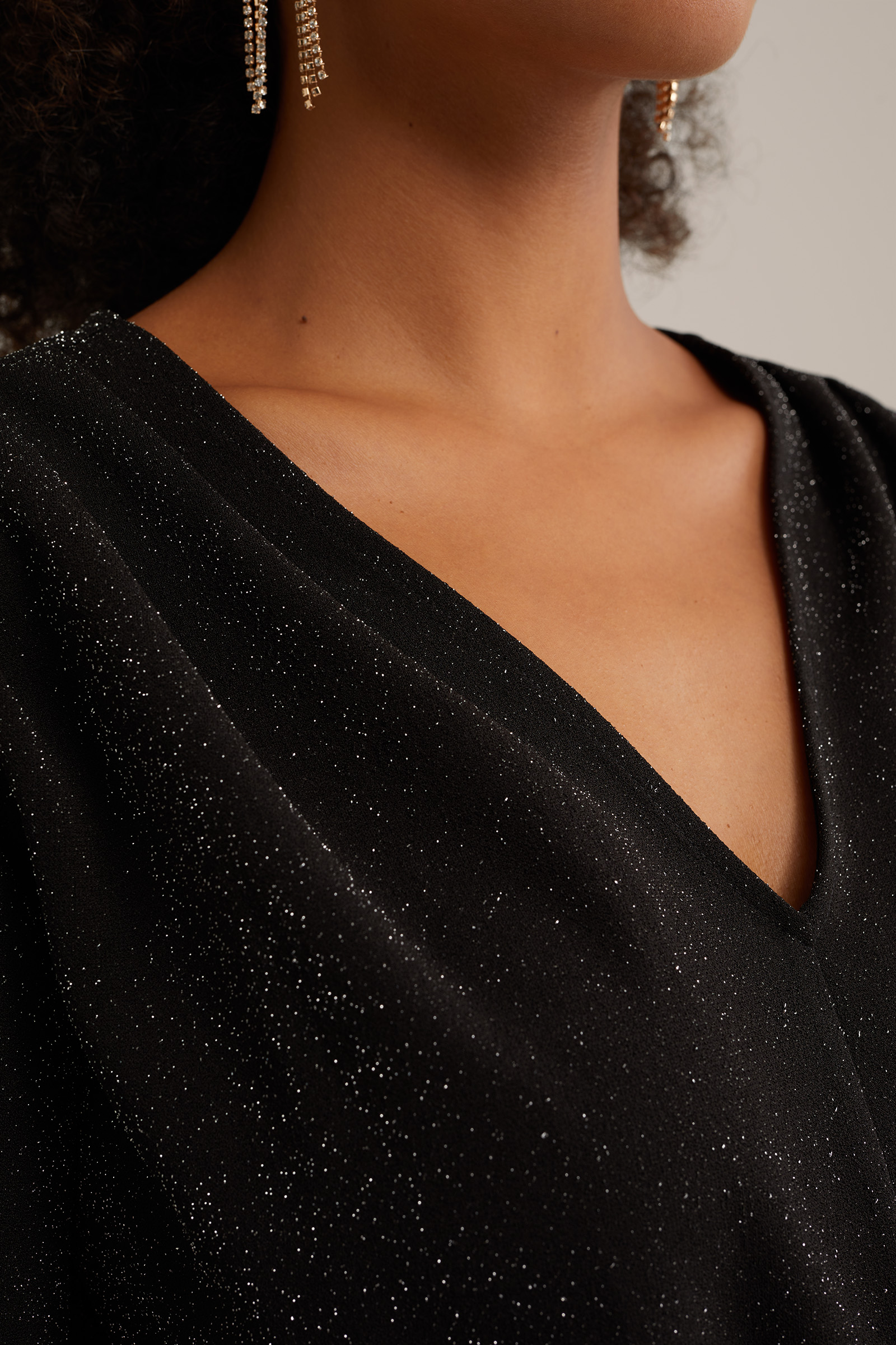 jumpsuit met glittergaren WE Fashion Zwart