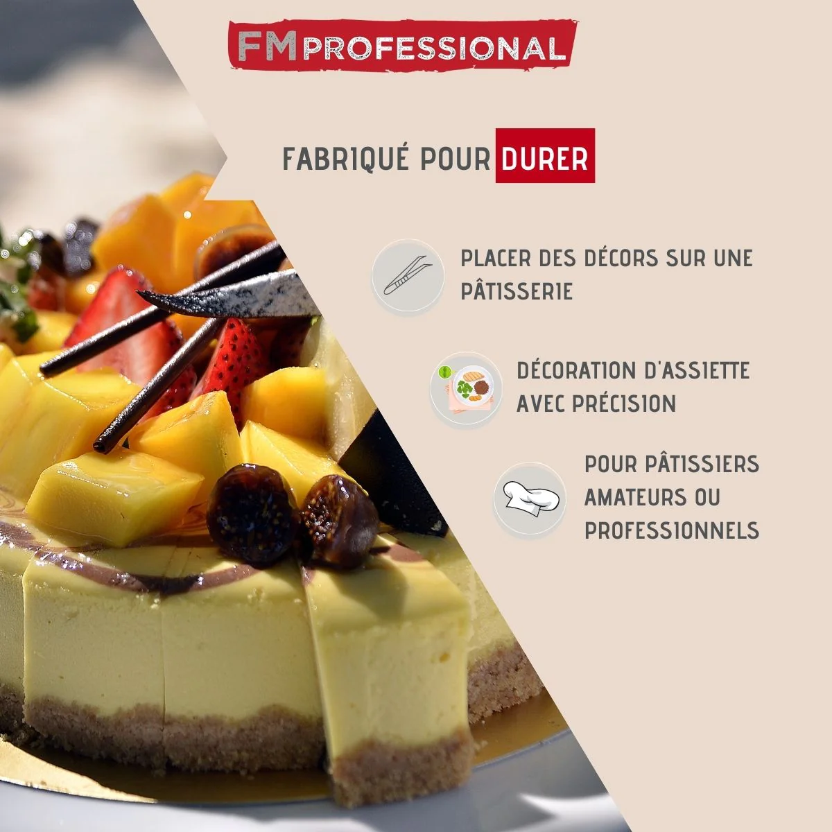 Lot de 2 pinces à dresser inox 18 et 15,5 cm l Pâtisserie FM Professio