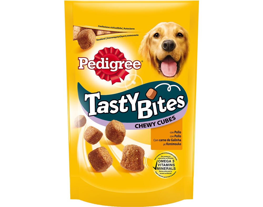 SNACKS PARA CÃO PEDIGREE TASTY BITES CHEWY CUBES 130G