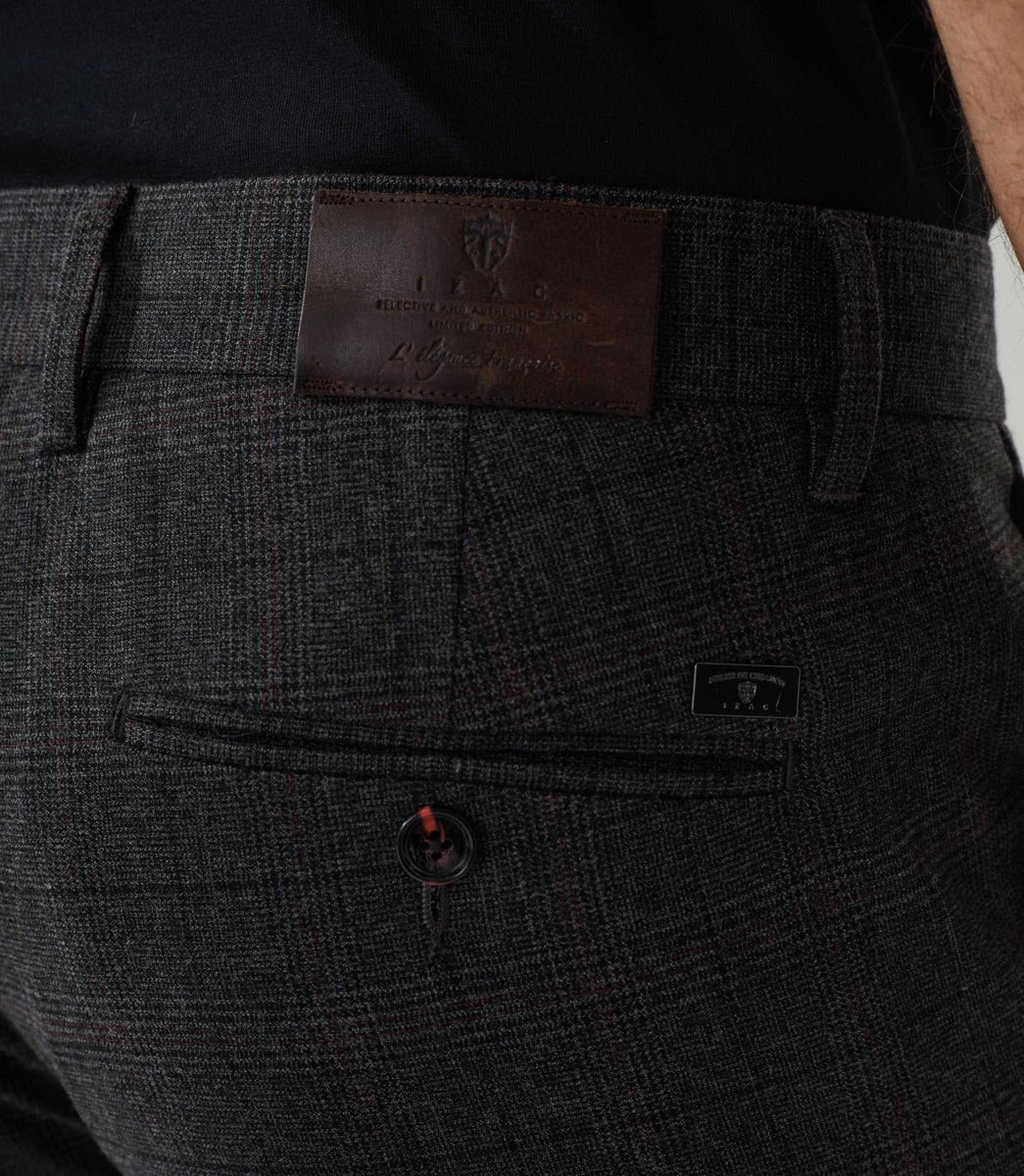 Pantalon chino aspect laine gris foncé 