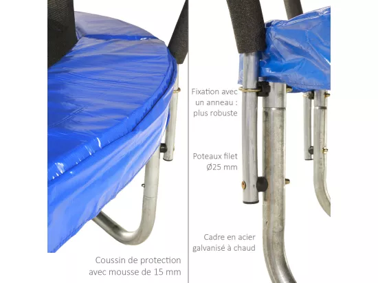 Kangui - Trampoline rond Ø430cm avec filet de sécurité et échelle - Bleu - FPR 430