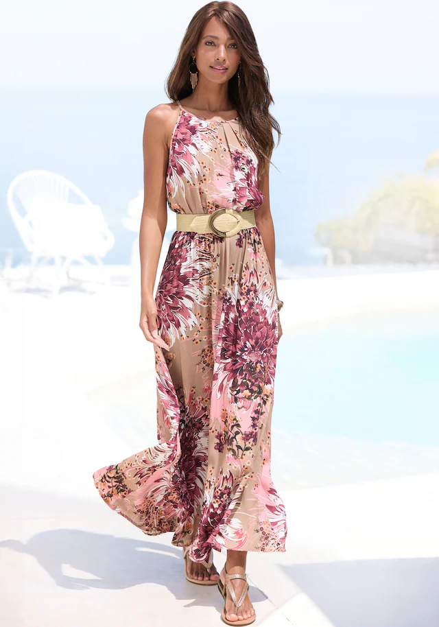 LASCANA Maxikleid mit Alloverdruck, luftiges Sommerkleid, Strandkleid