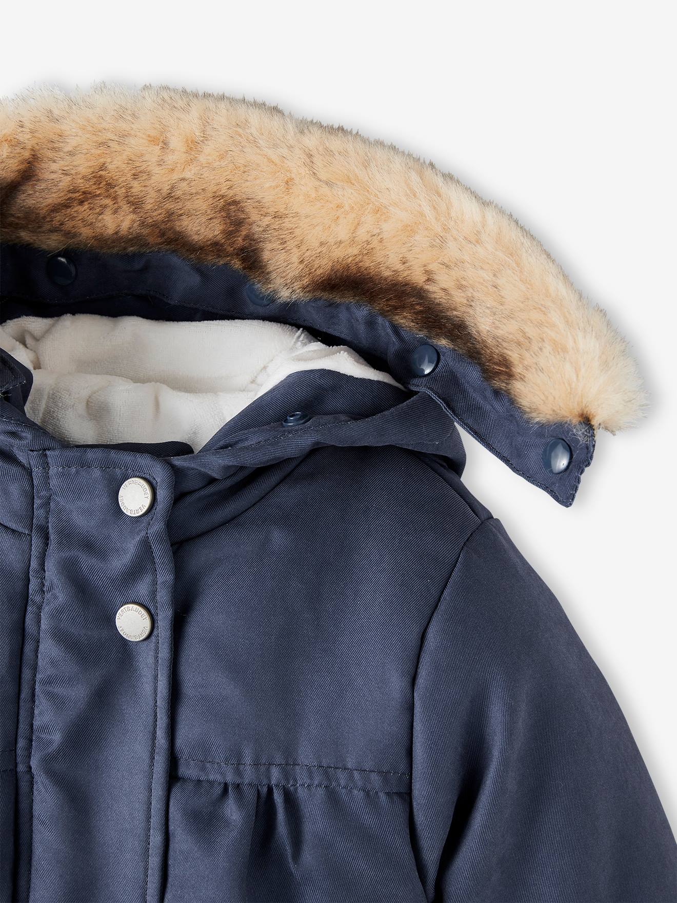 Parka 3 em 1 para bebê menina, azul escuro liso