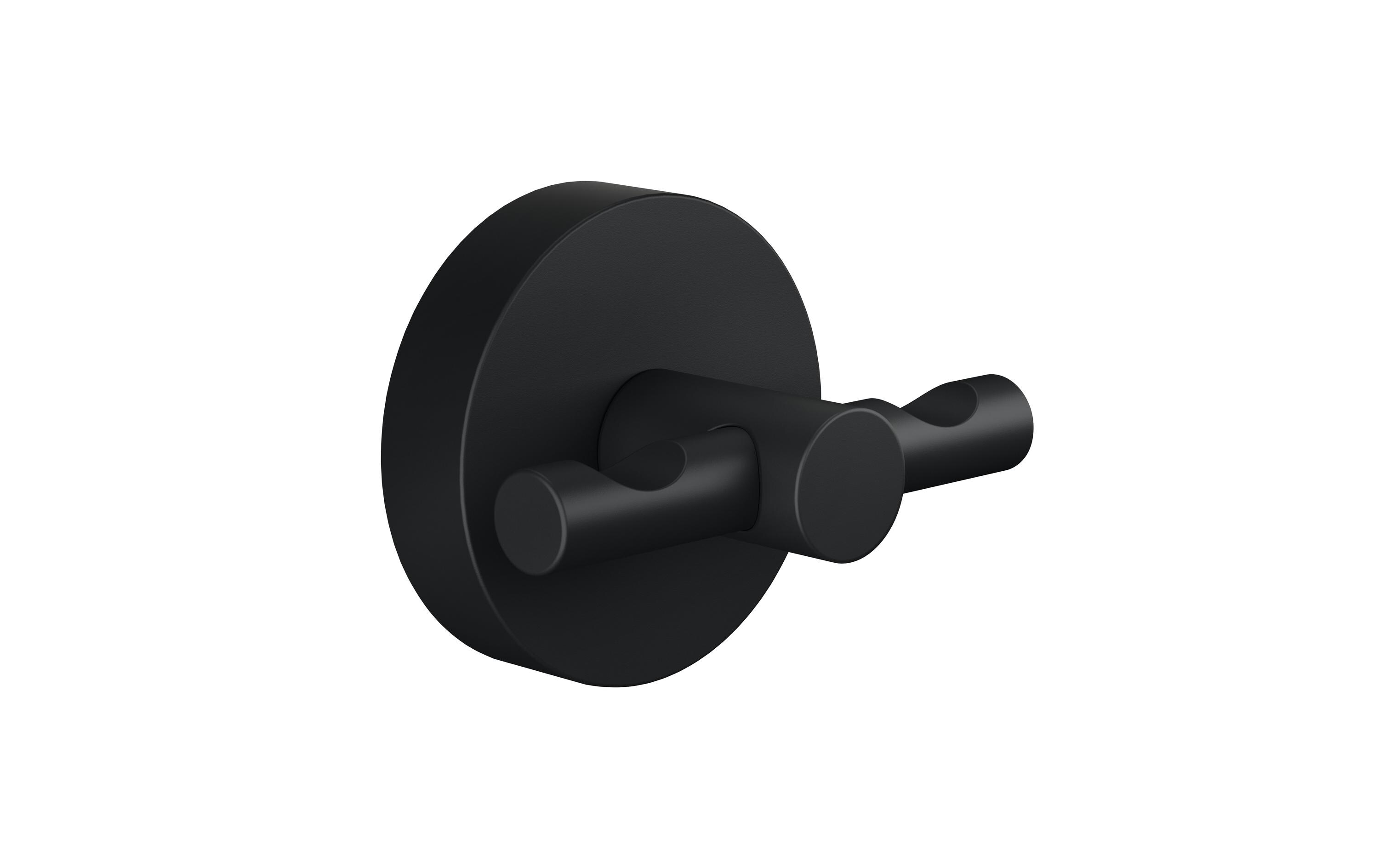 Bademantelhaken Moon Black, SchwarzMatter Haken für Bademäntel mit rundem Design, ohne Bohren inkl. Klebelösung