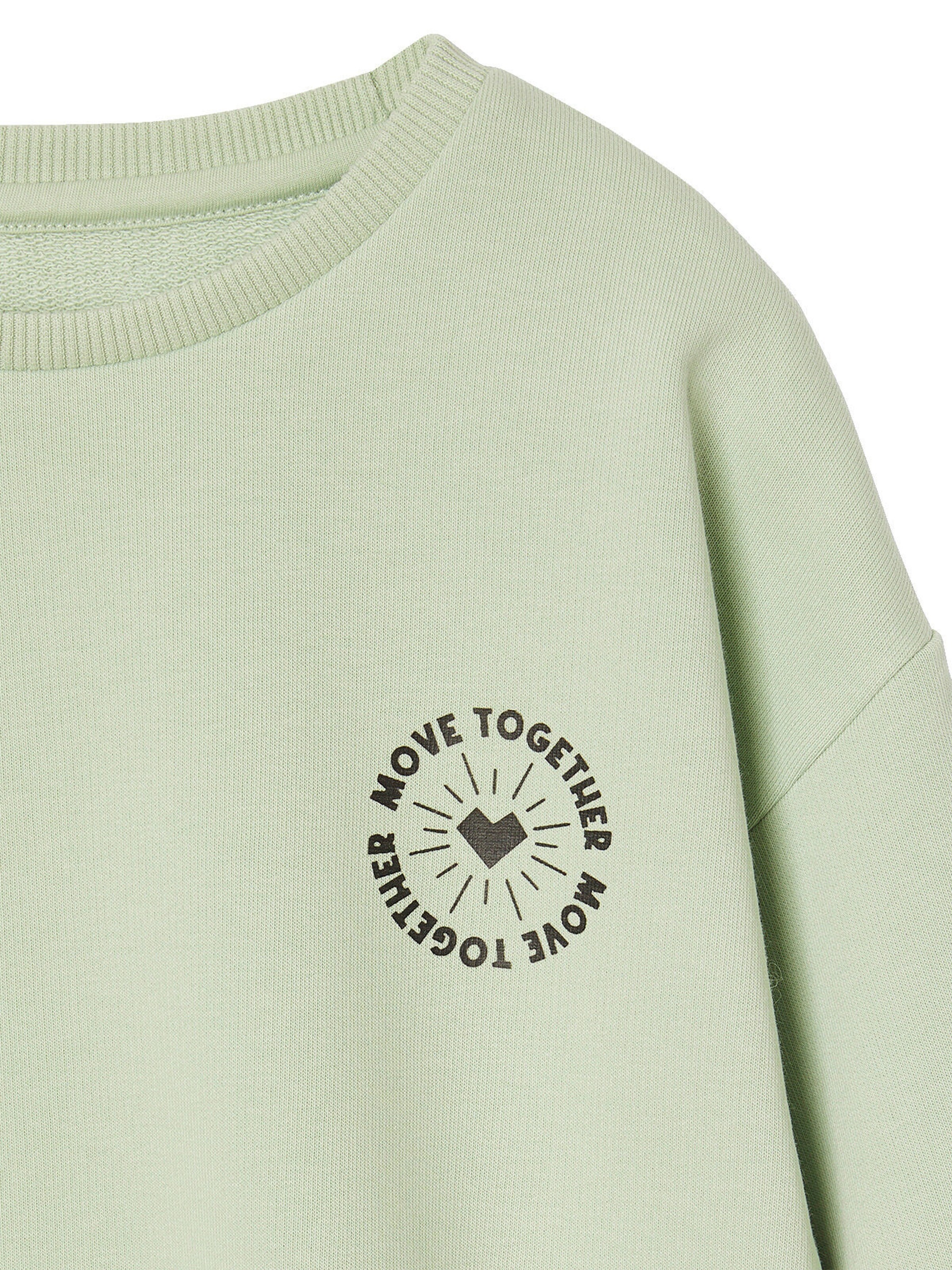 Vertbaudet Mädchen Sweatshirt mit Holo-Print und Recycling-Polyester salbeigrün
