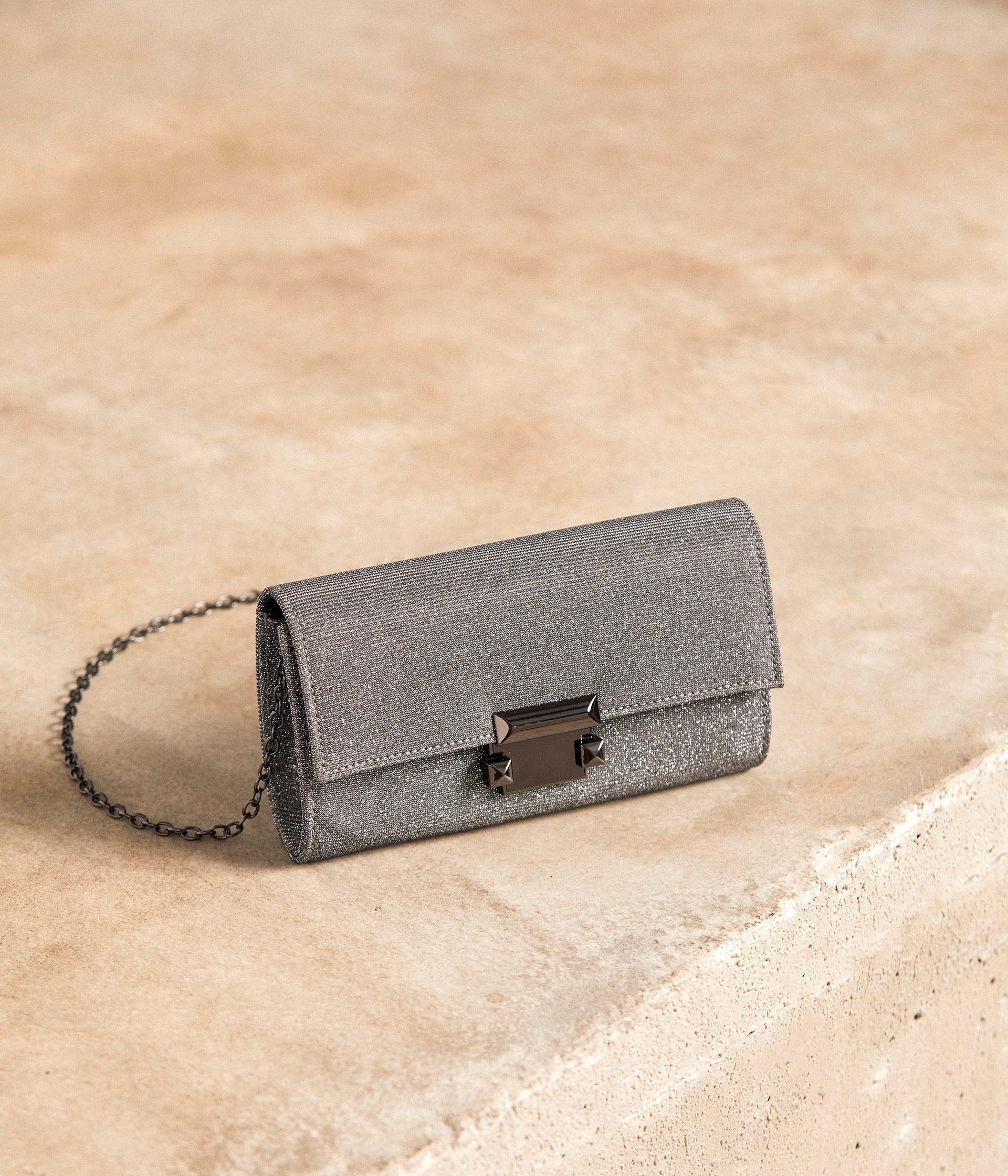 Sac pochette argenté Aelys