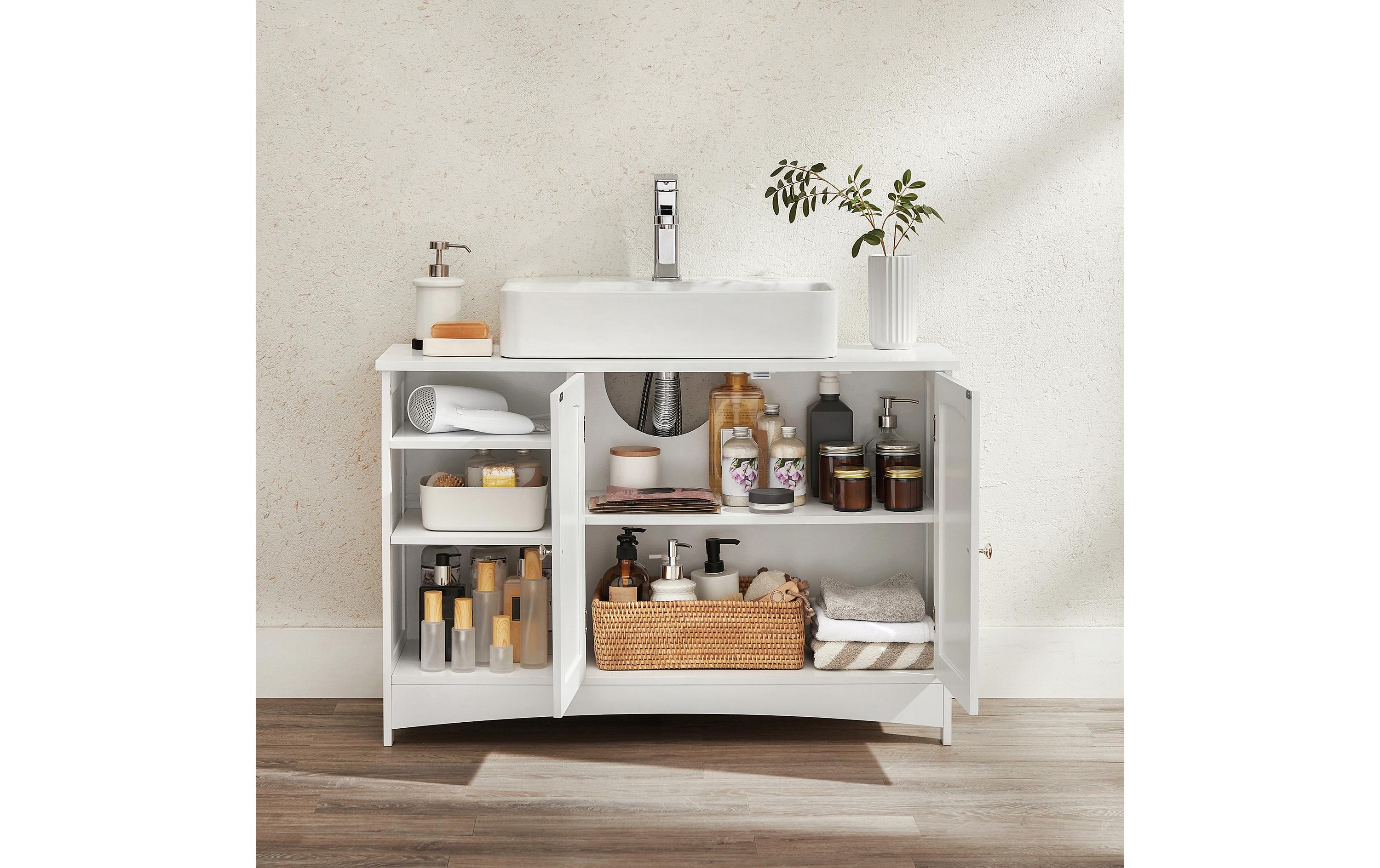 Waschbeckenunterschrank 90 x 60 cm, Weiss<br>Badezimmerregal