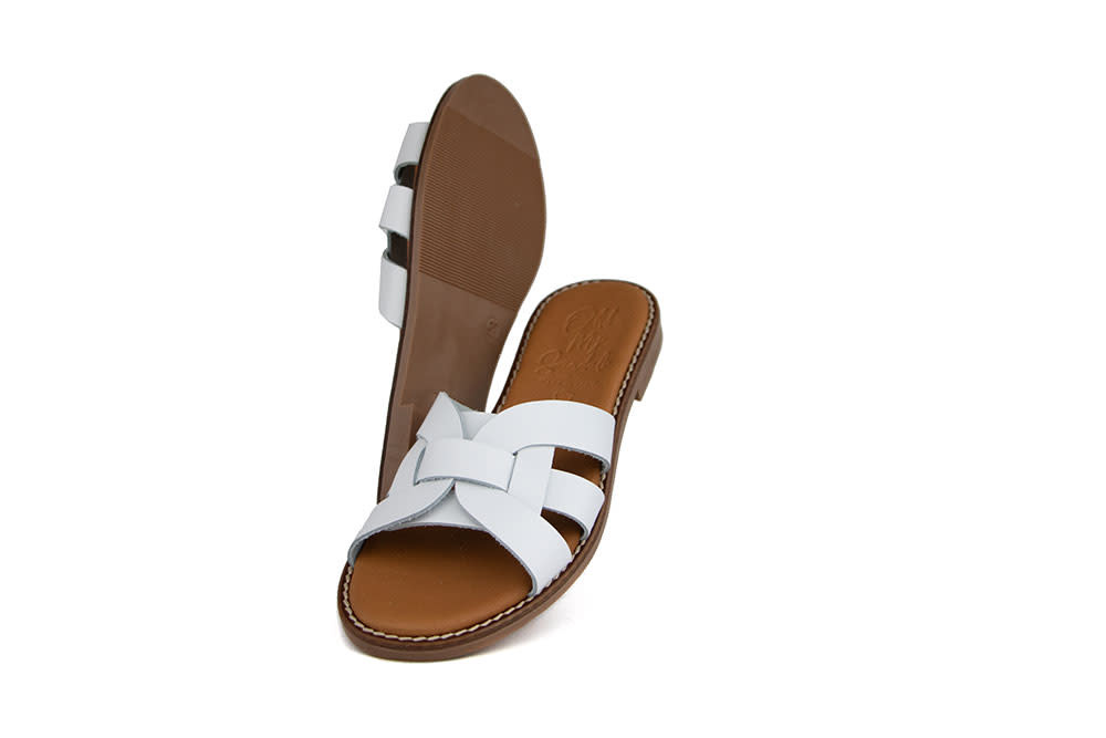 O My Sandals Slipper Vaqueta Blanco White