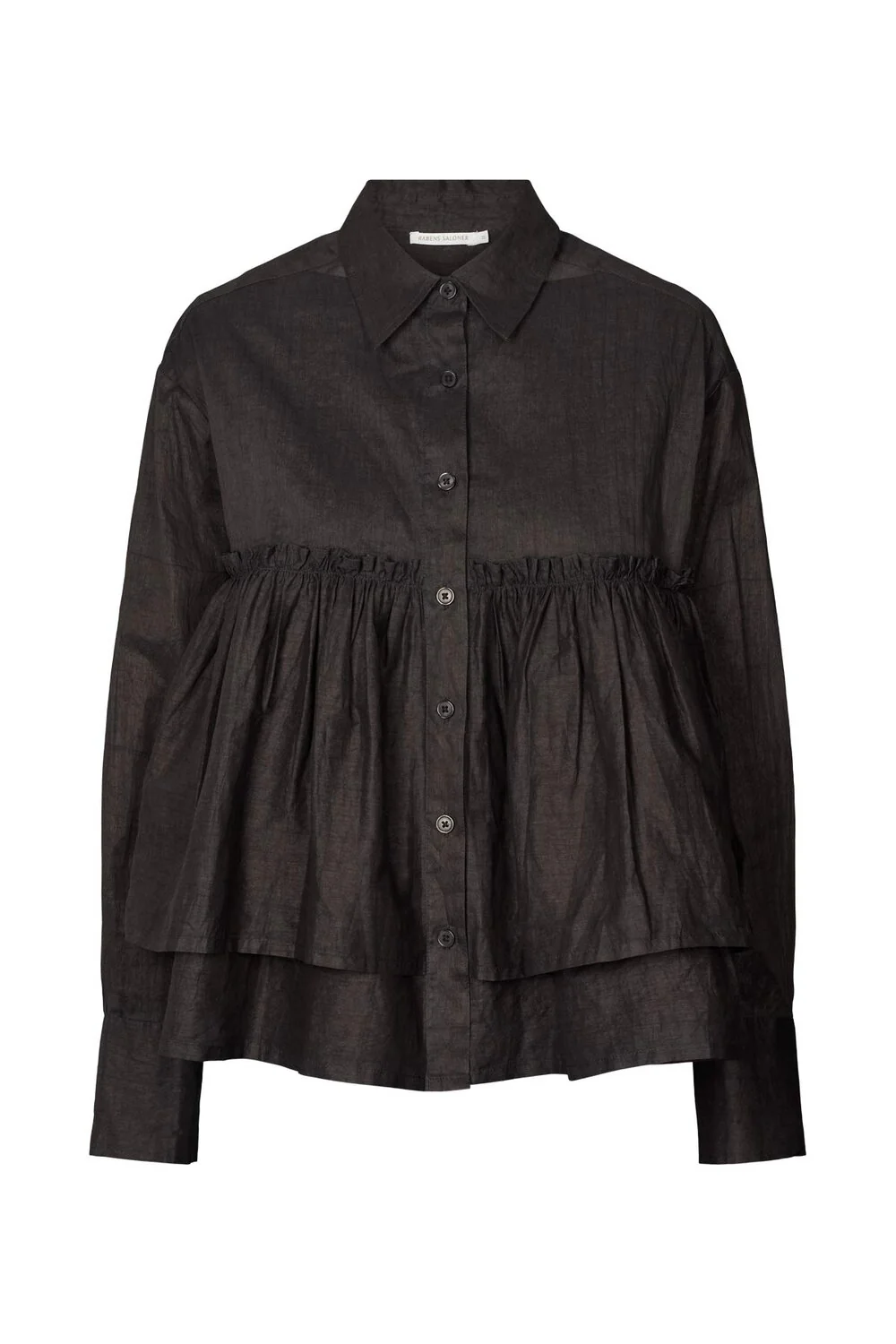Rabens Saloner  Shaker Multi layer frill skjorte - sort