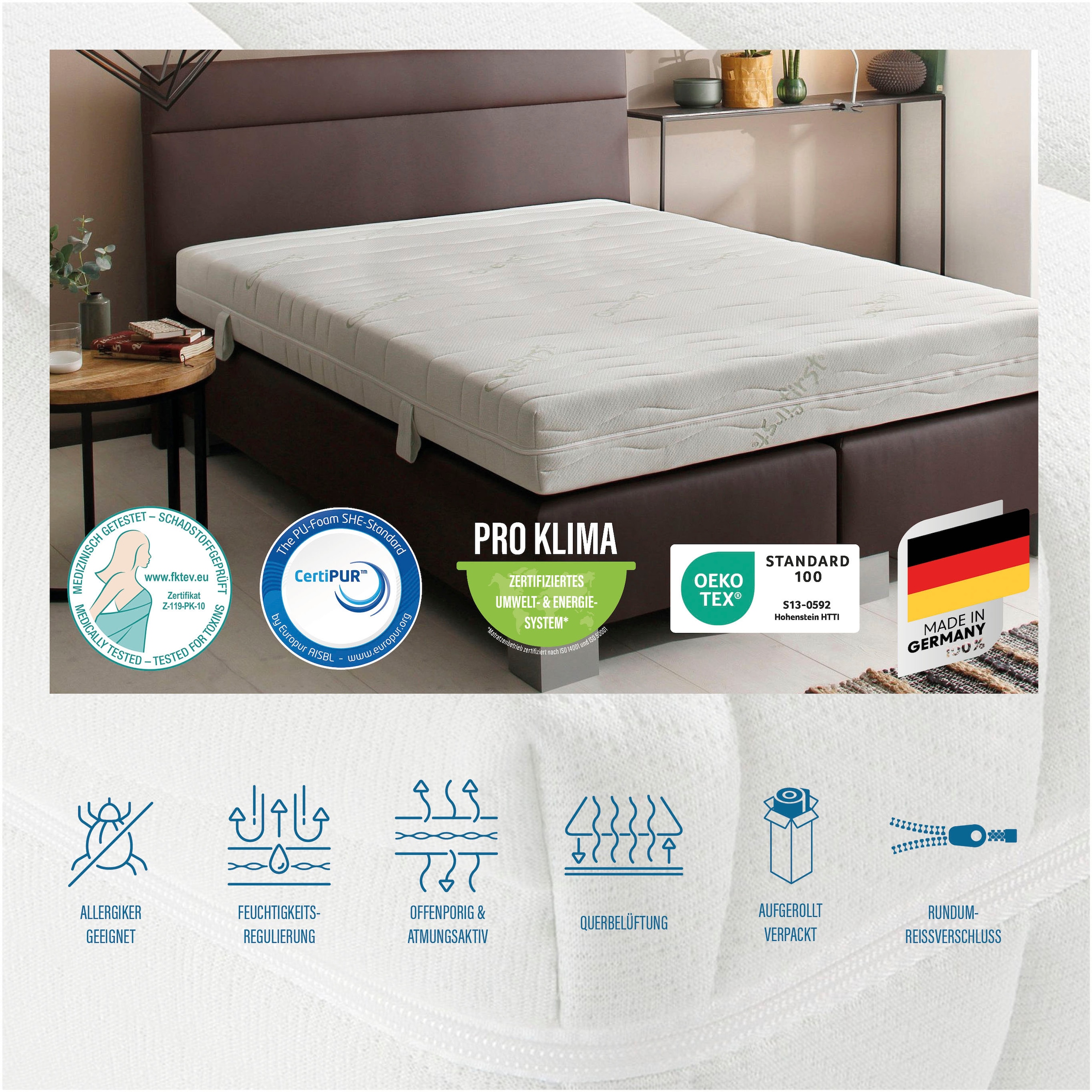 Beco Komfortschaummatratze »Matratze Active Greenfirst, Matratze in diversen Grössen erhältlich« 18 cm hoch Raumgewicht: 28 kg/m³ 1 Stk. tlg. Matratze in 90x200 cm und weiteren Grössen, punktelastische Matratze