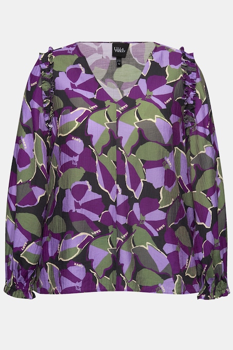 Bluse, A-Linie, Tunika-Ausschnitt, Ziernähte, 3/4-Arm