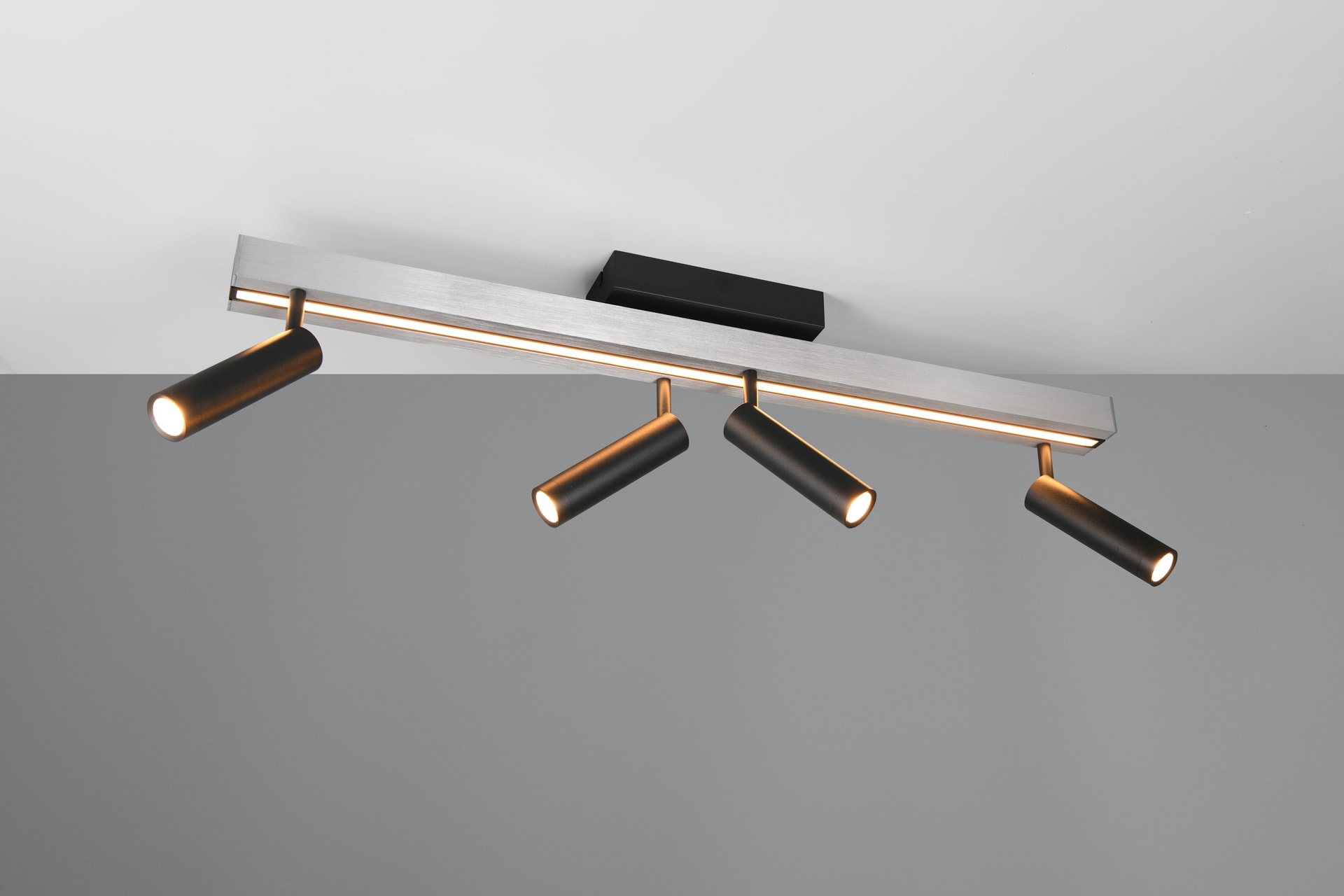 TRIO LED Deckenlampe mit 4 Spots ZENO 85-133 cm Alu /schwarz