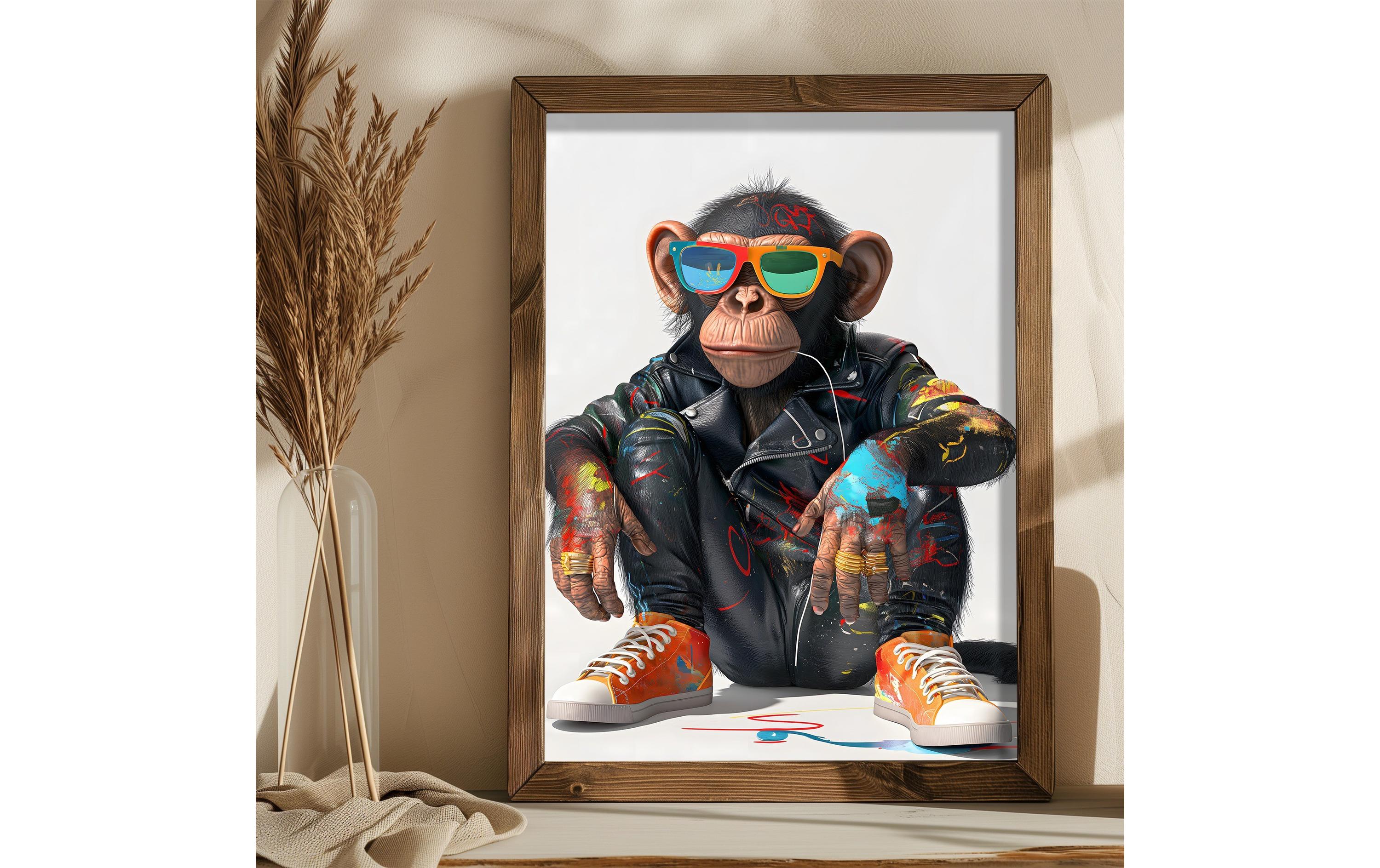 Bild Schimpanse mit Brille 35 x 47 cmDekorative Wandmalerei